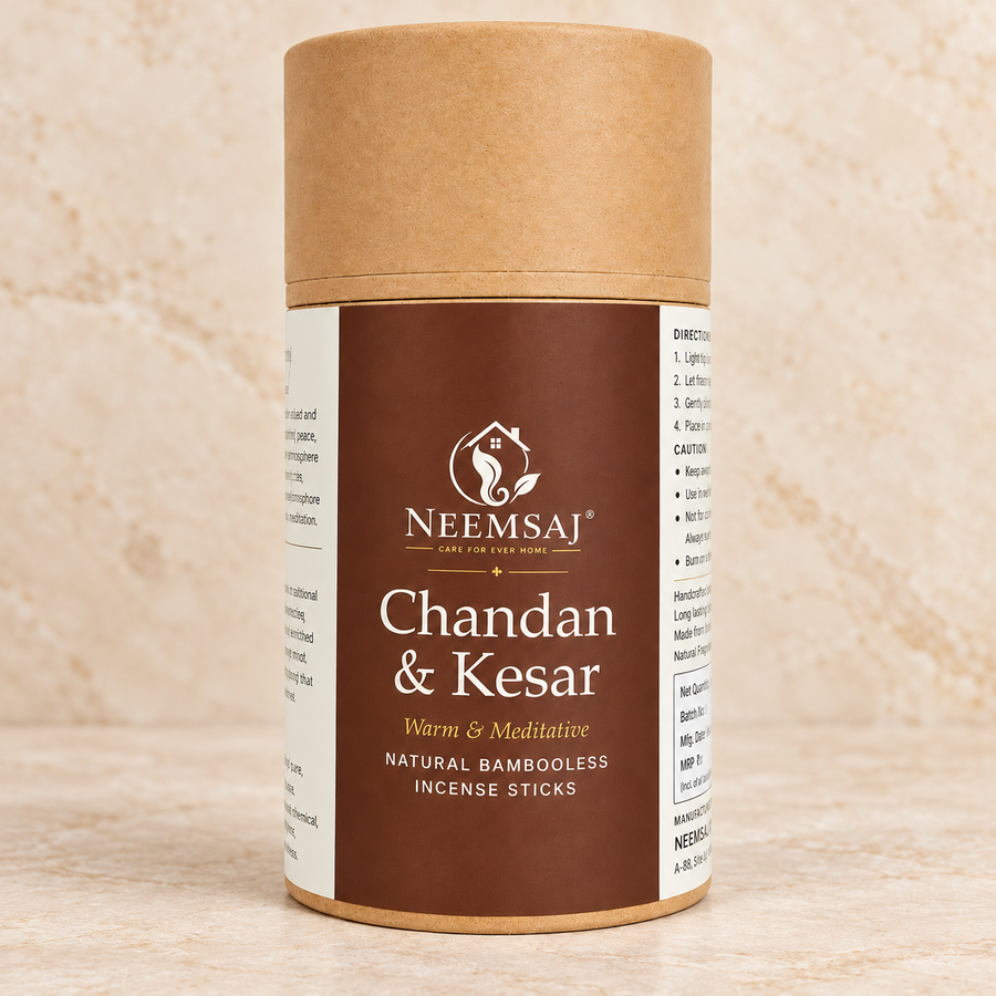 Neemsaj Bambooless Dhoop Sticks – Chandan Kesar (40 Sticks)