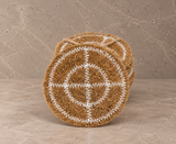 Stack of NEEMSAJ round coir kitchen scrubber pads