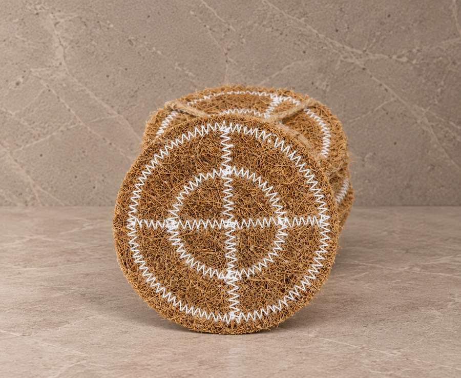 Natural Coconut Coir Kitchen Scrubber – Round (Pack of 5)